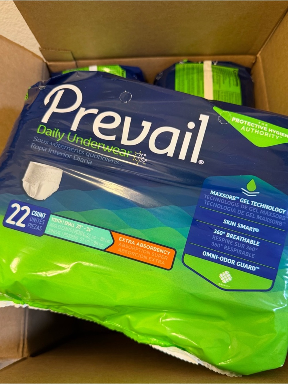 Prevail Daily Underwear Youth Small White - 22 Count